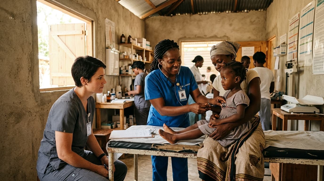 Équipe médicale avec un enfant